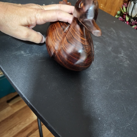 VINTAGE CARVED IRONWOOD DUCK FIGURE WOOD DUCK DECOY - Picture 6 of 6